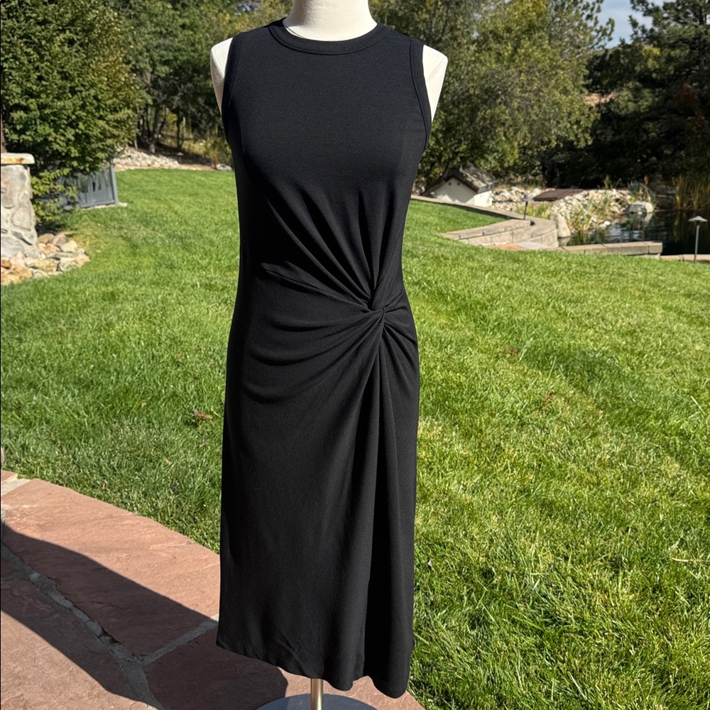 Club Monaco Classic Black Dress with Waist Knot Accent
